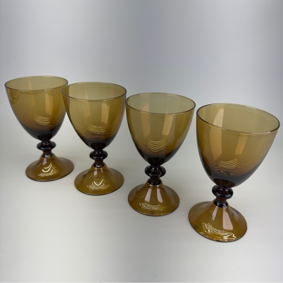 Set of 4 Diane Von Furstenberg 
Handblown Amber Wine Glasses - Picture 5 of 10